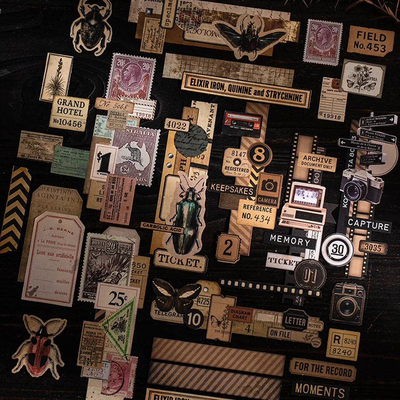 Mr.Paper 3er-Packungen Vintage Memory Series Scrapbooking-Zubehör, Retro-Collagenmaterialien für Tagebuchdekoration, Ephemera-Aufkleber