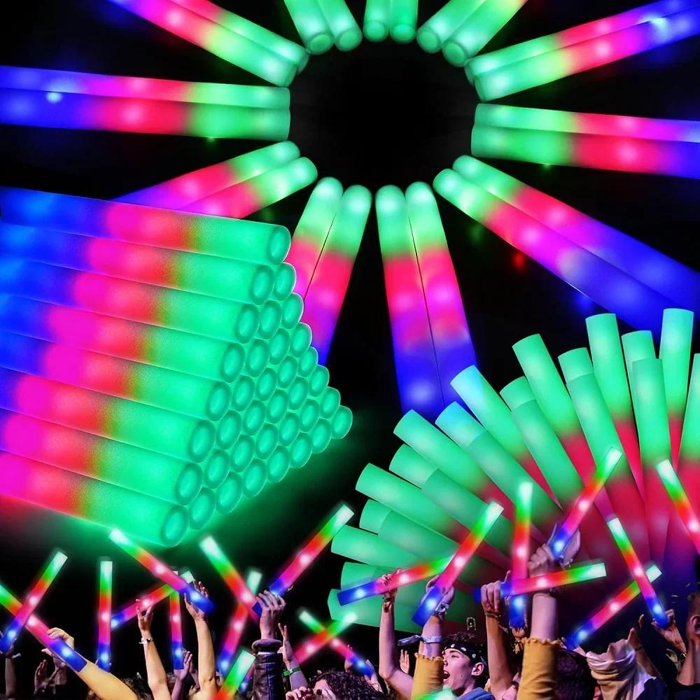 1-50PCS LED Glow Sticks Bulk Kleurrijke RGB Glow Foam Stick licht Stick Cheer Tube Donker licht voor concerten Verjaardag Bruiloft - afbeelding 2