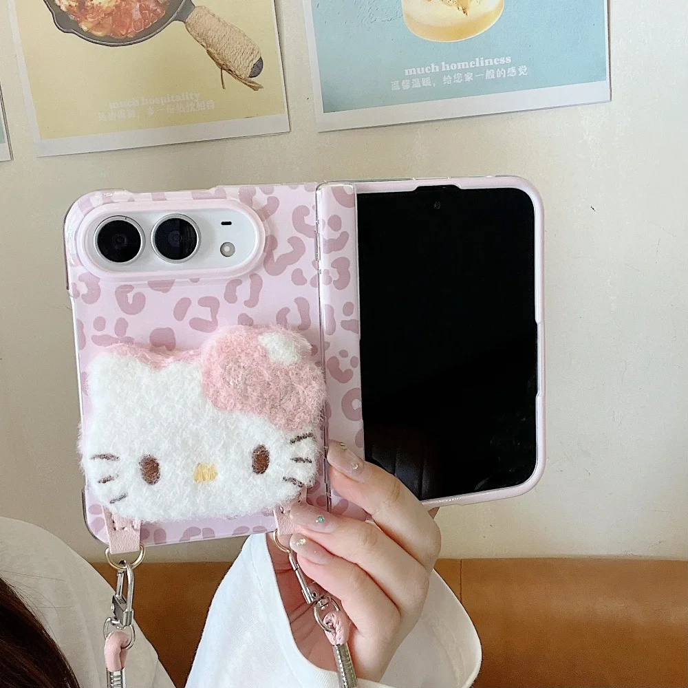 Cute 3D Leopard Print Plush Cartoon Cat Phone Case for iPhone Duo Protective Case with Charm Fashion Ins Shockproof Cover Kawaii