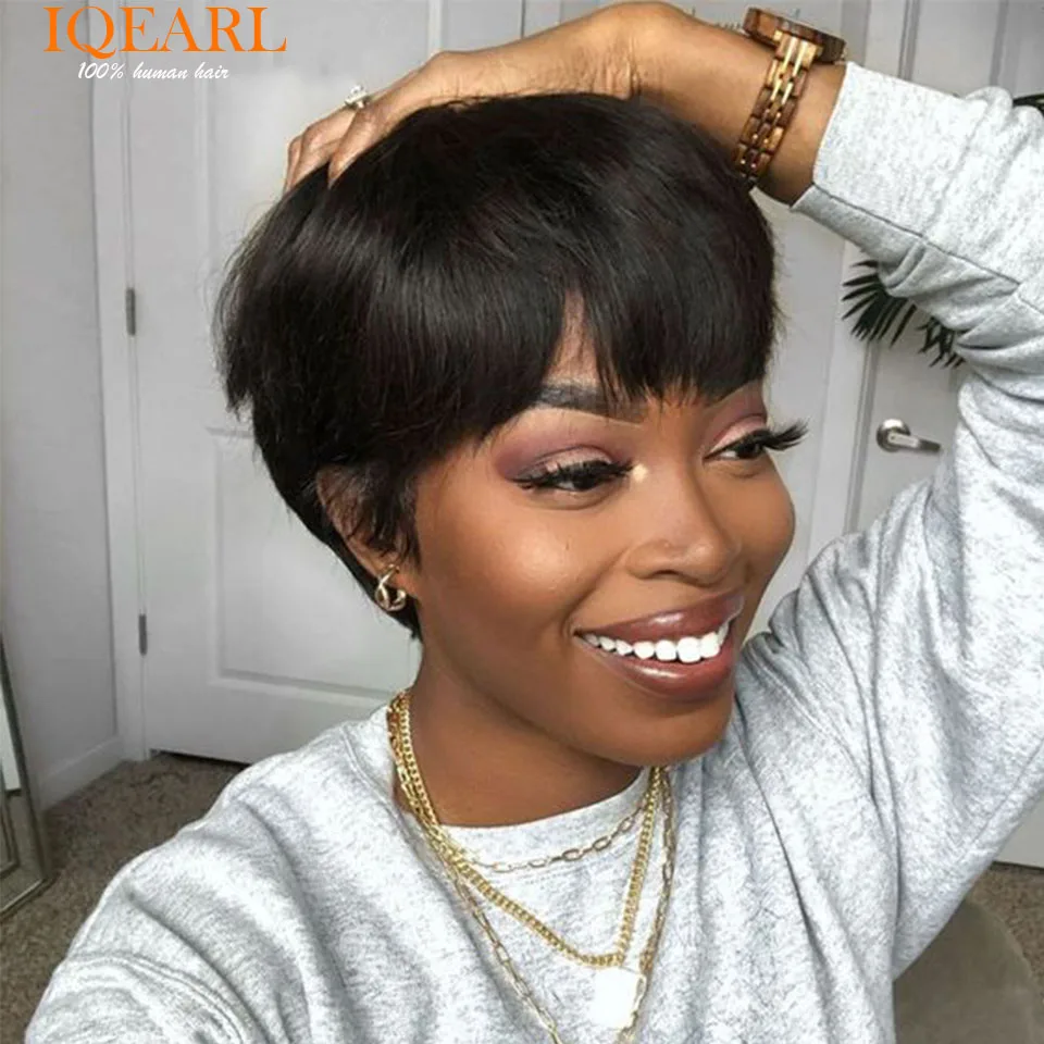 

Highlight Platinum Pixie Cut Wigs Human Hair 99J Burgundy Short Bob Human Hair Wigs Brown Colored Full Machine Made Wigs