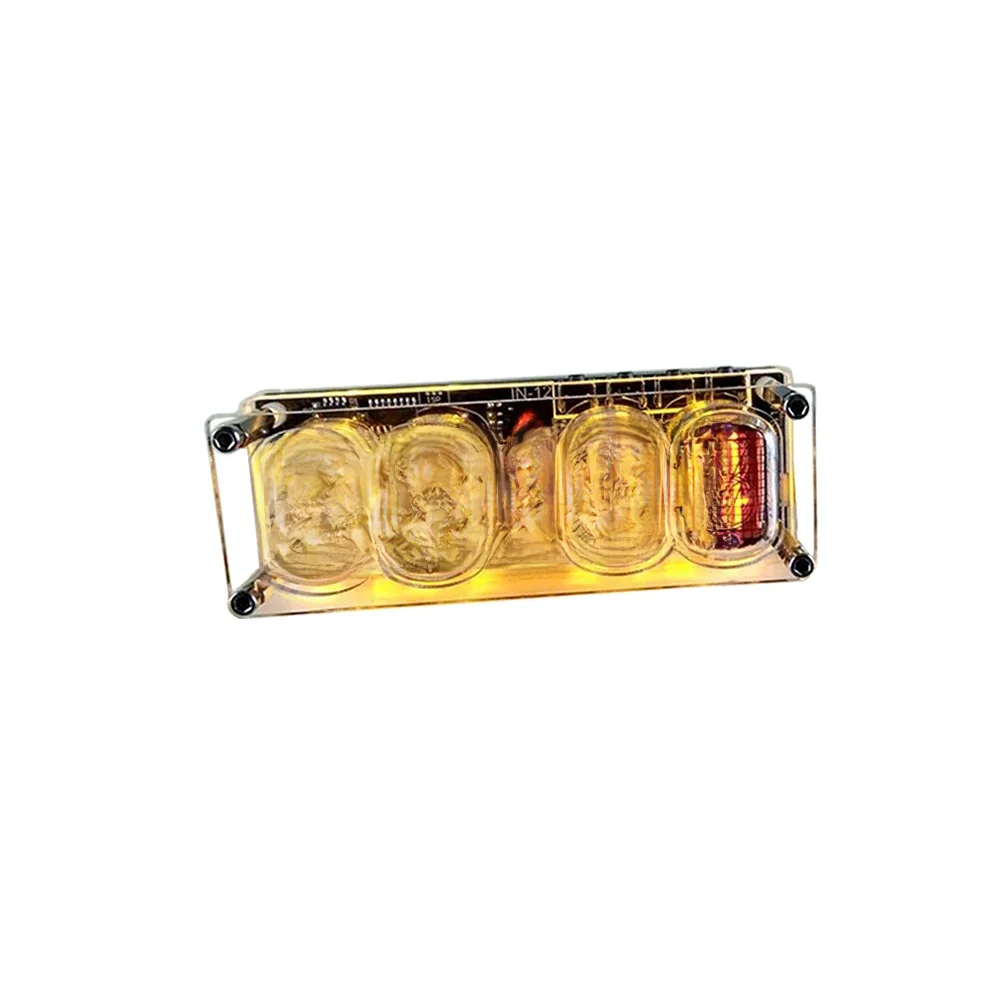GHXAMP w-12 lampy jarzeniowej 4-cyfrowy zegar kolorowe podświetlenie LED DS3231 zegar Nixie IN-12B DC5V USB elektroniczny DIY — zdjęcie 2