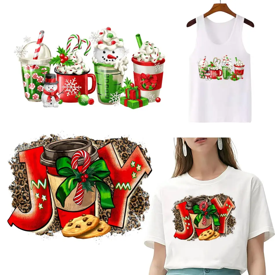 Beautiful Christmas Patches On Clothes DIY A-levels Iron On Transfers For Clothing Funny Design Season Heat Stickers On T-shirt