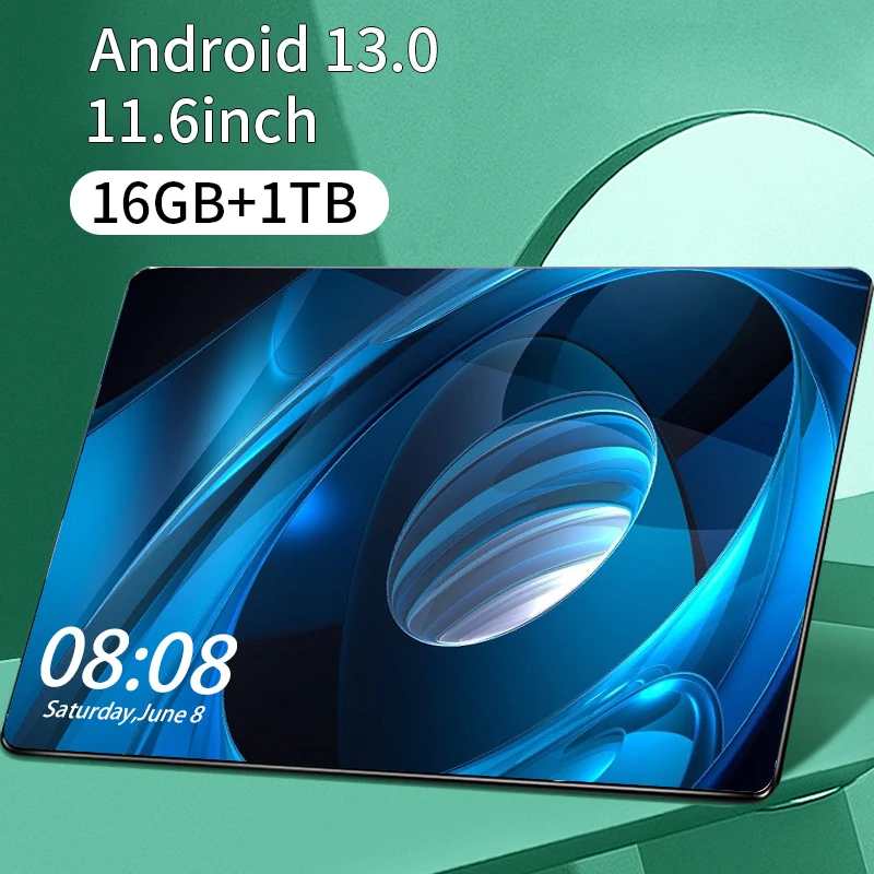 2025 Global Version 11.6 Inch Tablet Android 16GB RAM 1TB ROM Android 13.0 12000mAh 10 core Network Bluetooth 5G WIFI GIfts