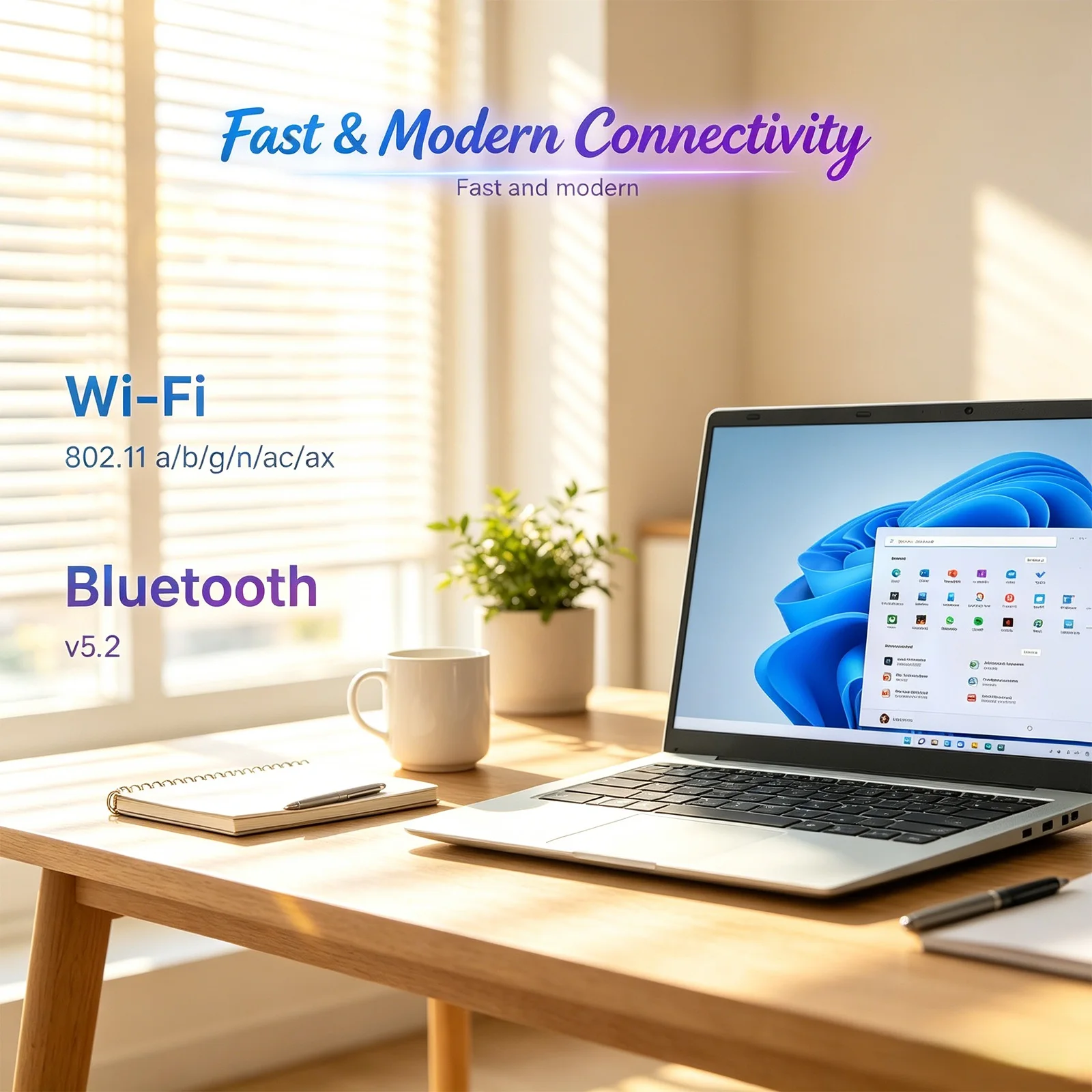 Brand New 14.1 Inch Laptop Intel Celeron N3450 8GB RAM 128GB SSD FHD 1920x1080 Notebook Windows 10 Pro WiFi Dual Band Bluetooth 5.2 Lightweight Portable Computer for Student Office Business Home France Stock Multi Language System Laptop Duty Free Shop
