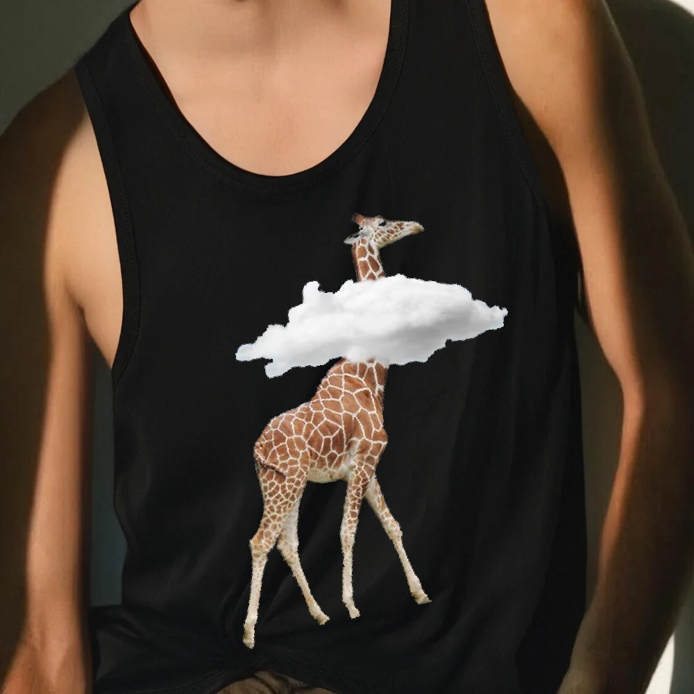 

Giraffer In Cloud Print Tank Tops Man Graphic Clothing Gym For Training T-Shirt Sleeveless Shirt Daily Casual Soft Vest Tank Top