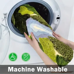3D Moss Rugs, Plush Rugs Leaf Shaped Bathroom Rugs Non-Slip Bathroom Mats Tufted Rugs, Super Soft Washable Botanical Leaf Shapes