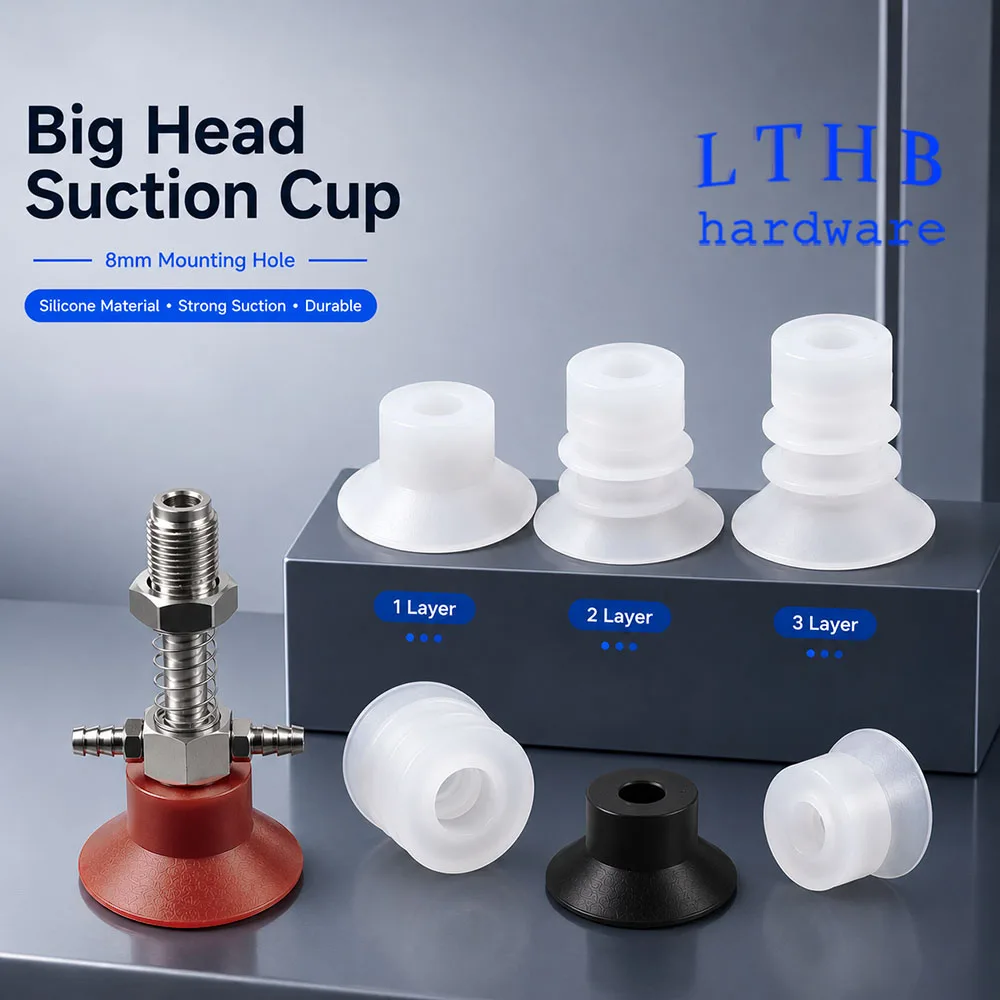 Ventosa pneumática a vácuo, ventosa com furo de montagem de 8mm, silicone branco para peças manipuladoras de máquina de moldagem por injeção com 10 peças