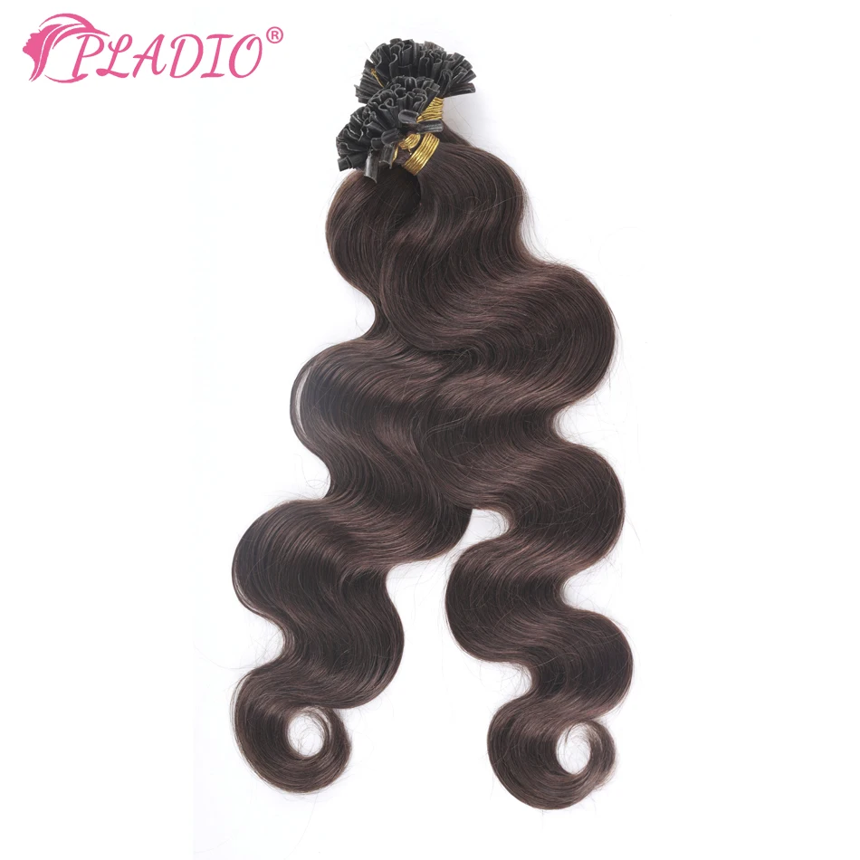 PLADIO Body Wave U Tip Hair Extensions 100% Real Remy Human Hair 12-26 Inch Pre Bonded Keratin Hair Extensions For Salon Supply