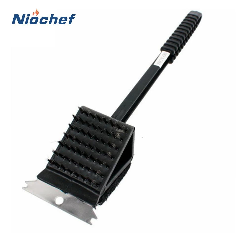 

3 In 1 BBQ Cleaning Brushes Shovel Long Handle Sponge Shovel Wire Brush Barbecue Grill Oven Cleaning Home Kitchen Cleaning Tools