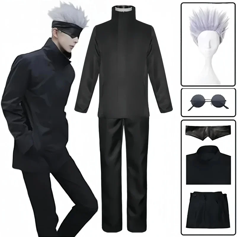 Anime Jujutsu Satoru Gojo Cosplay Kostuum Ooglapje Pruiken Gratis Bril Halloween Party Mannen Vrouwen - afbeelding 2