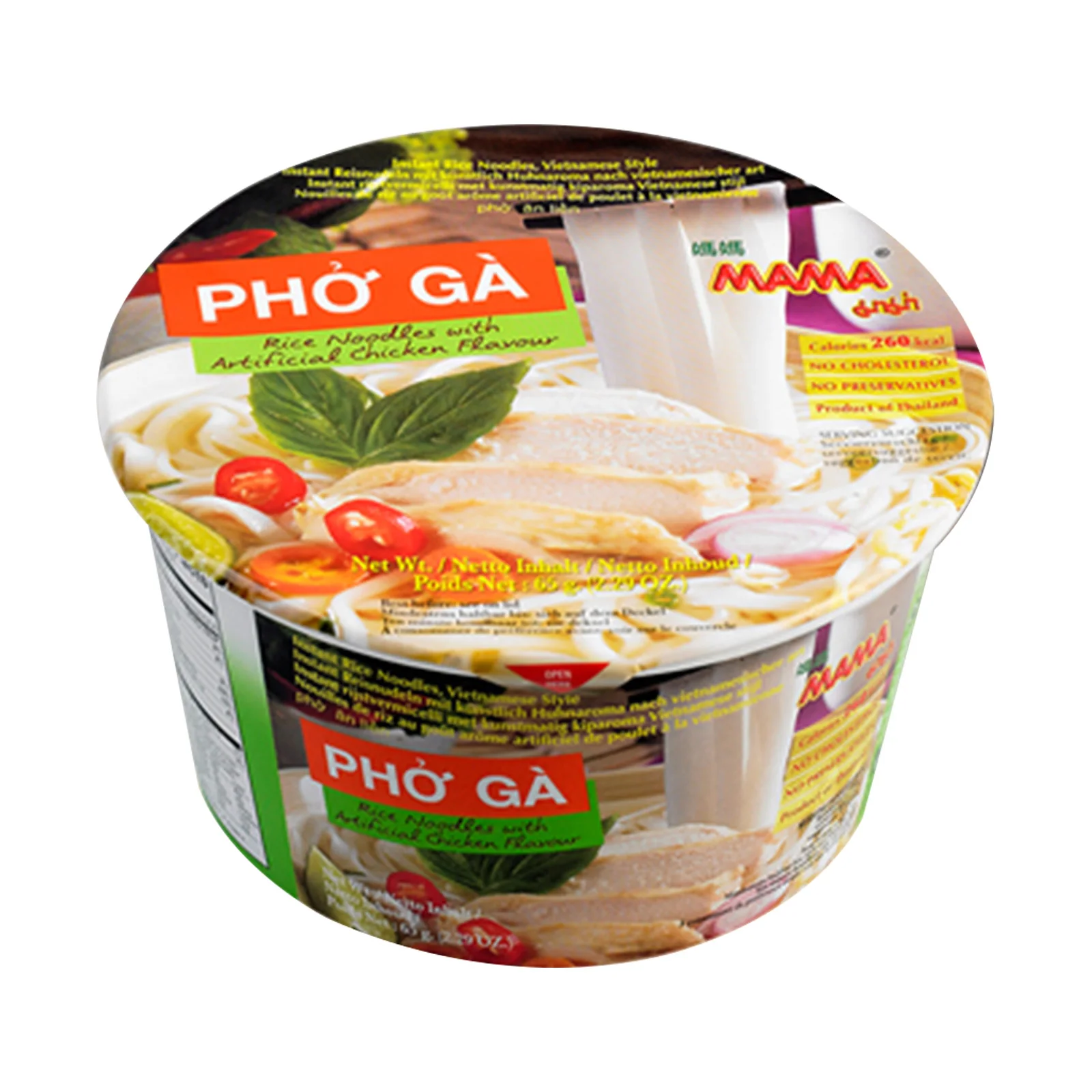 MAMA Pho Ga Instant Chicken Soup Bowl, Noodle Bowl, Vietnamita, 2,29 oz, Pacote de 6