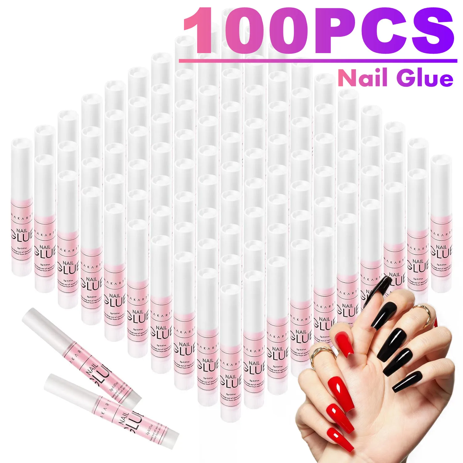 

100 шт. сверхпрочный клей для ногтей для нажатия ногтей - Makartt акриловый клей для ногтей для наклеивания ногтей, долговечный клей для склеивания