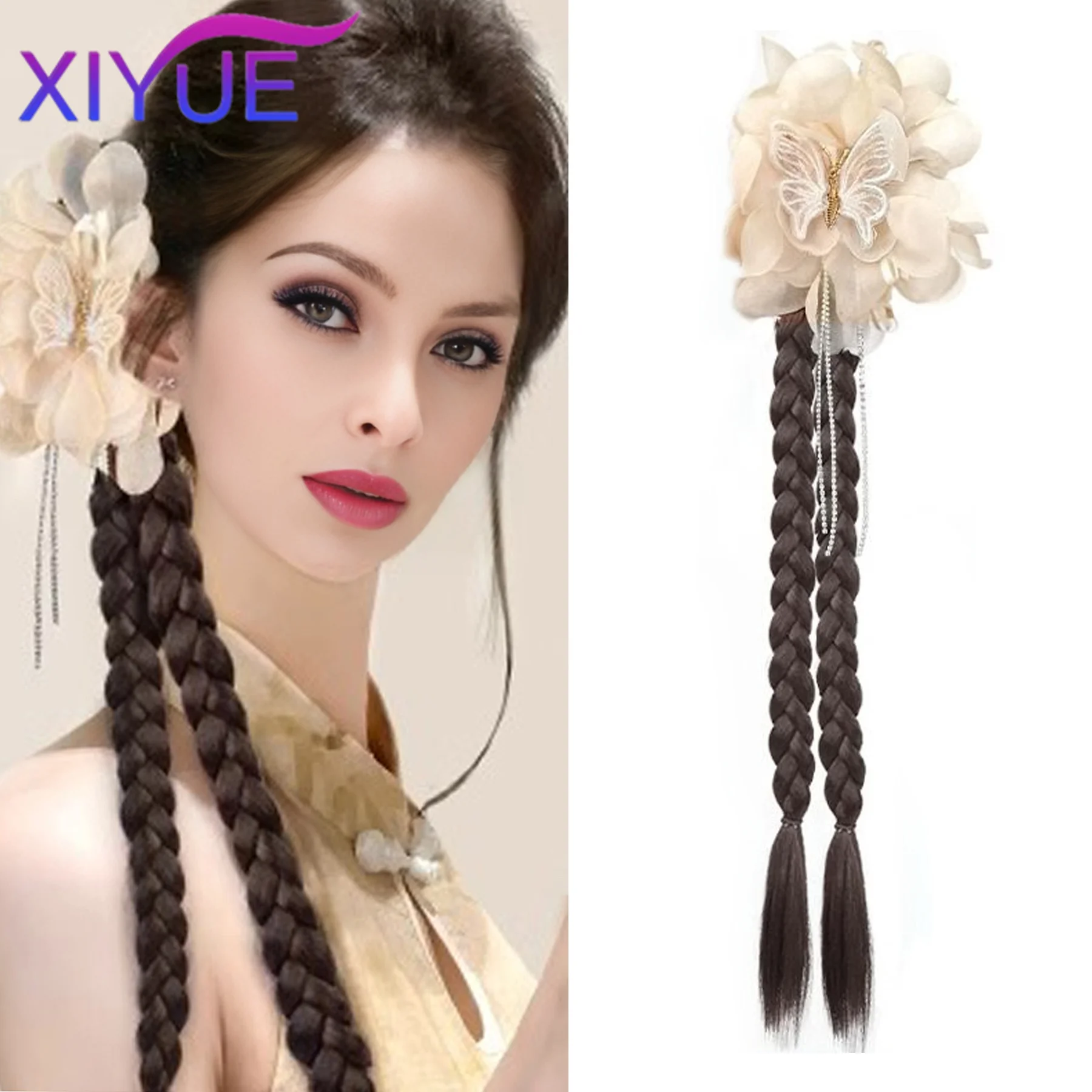 

XIYUE Synthetic Wig Ponytail Female Grasping Clip Wavy Wig Side Tied With Low Ponytail Temperament Fluffy Wig