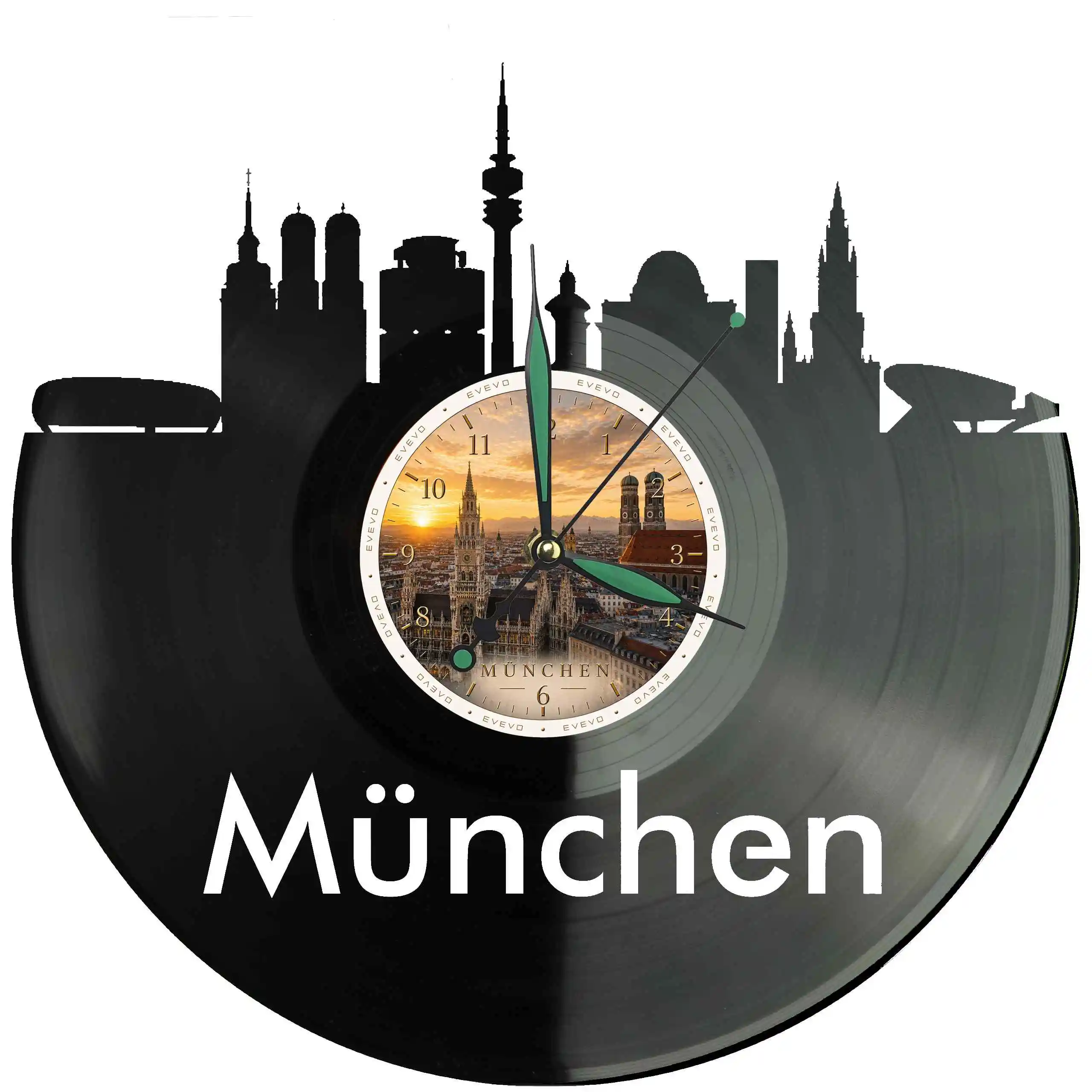 München Cadeau Wandklok Gepersonaliseerd Cadeau Vinyl Platenklok 30x30cm München Stadsliefhebber Duits Reizen Souvenir Duitsland Huisdecoratie W0014