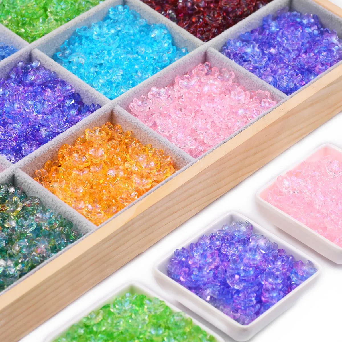 

12mm Cherry Blossom Shape Crystal Spacer Translucent Glass Loose Beads for Jewelry Making Bracelet DIY Earrings Accessories
