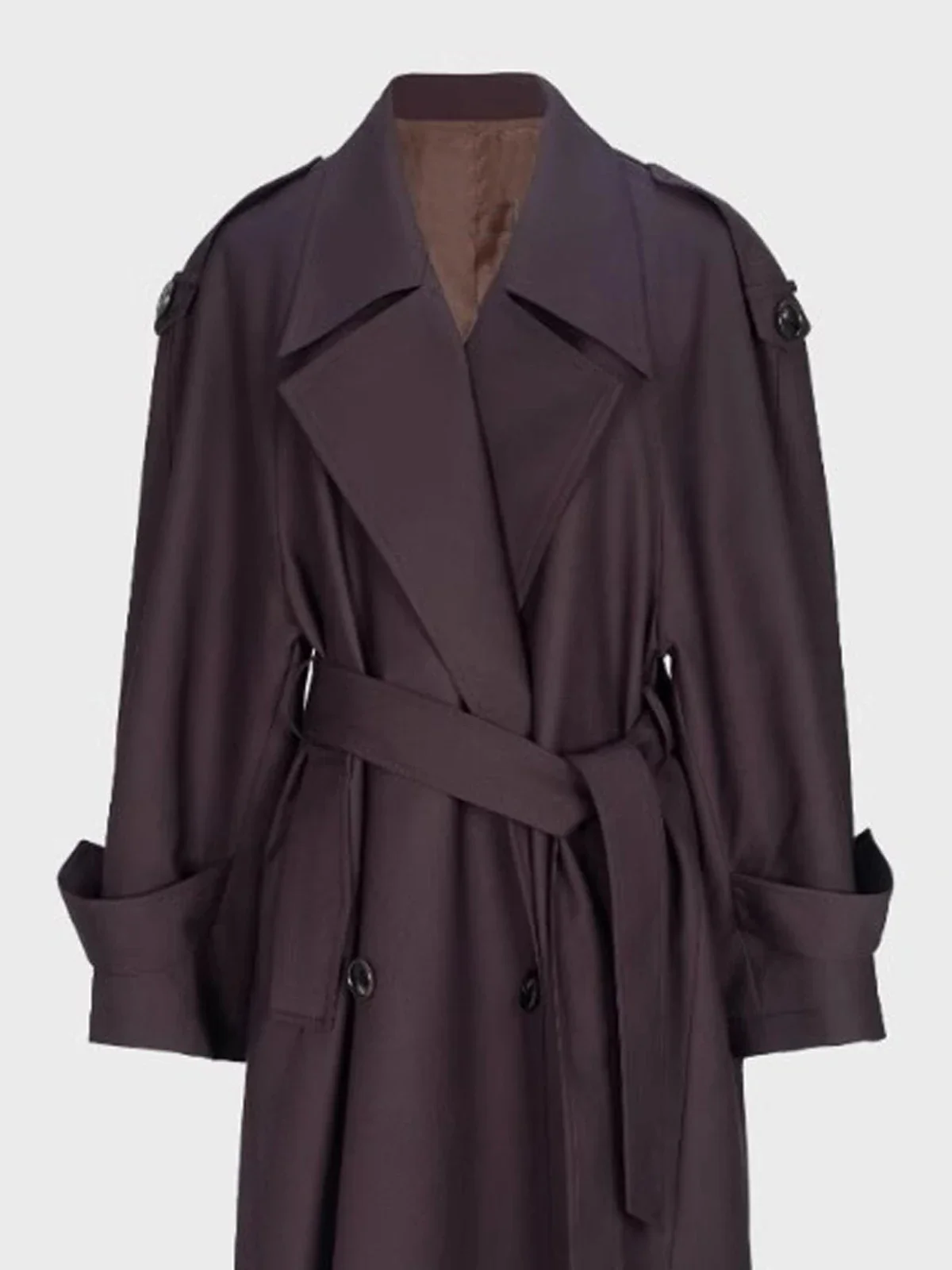 Lautaro Frühling Herbst Übergroßer Khaki Extra langer dunkelvioletter Trenchcoat für Damen Zweireihiger eleganter Luxusmantel 2025