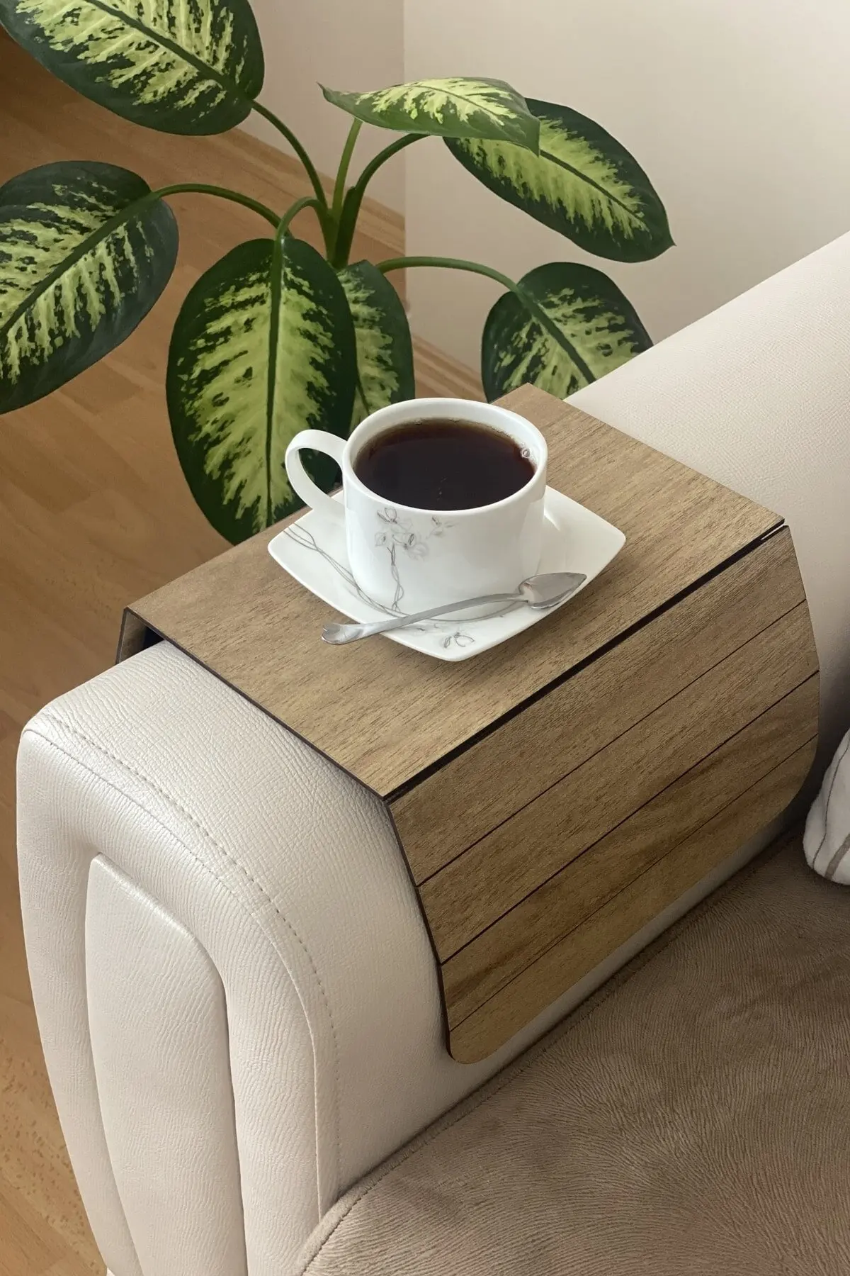 Sofa Tray Seat Edge Wooden Foldable Side Table Placemat Sofa Edge Portable 25x45 cm. Coffee tables for living room Bedside table