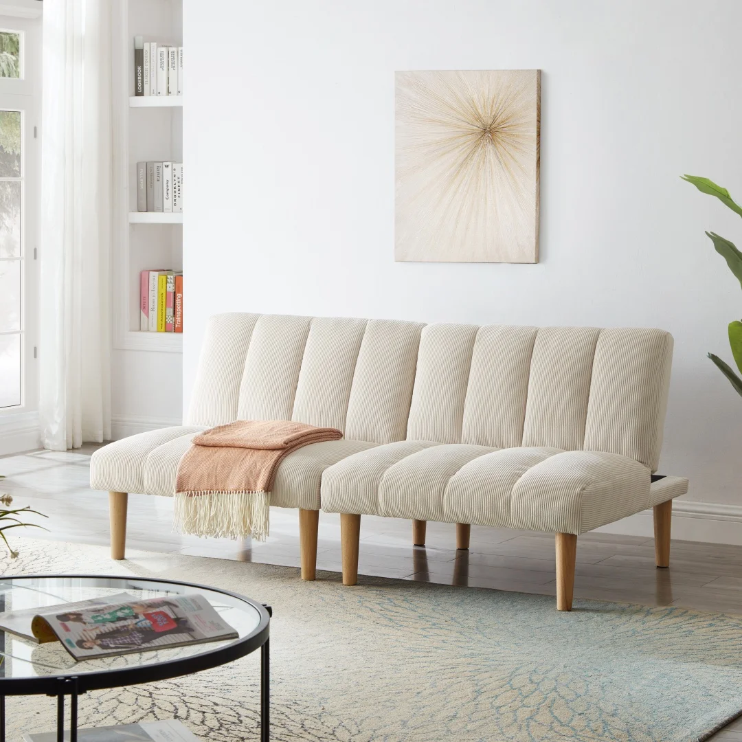 Sofá Cama de 2 Plazas 167CM – Sofá Cama Plegable con Respaldo Ajustable en 3 Posiciones, Sofá Cama Ahorrador de Espacio para Sala de Estar y Oficina, Cama de Invitados Moderna para Espacios Pequeños