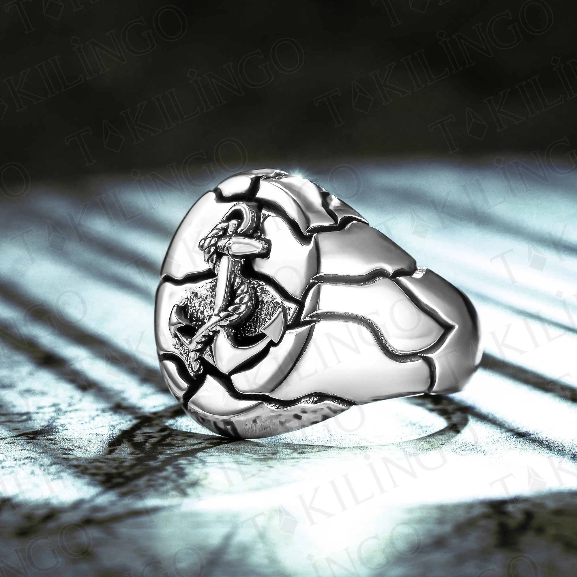 Silver Anchor Ring, Silver Sailor Ring, Silver Captain Ring Oxide Men's Ring, 925k Sterling Silver Ring