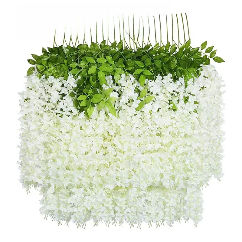 Guirlande de fleurs de glycine artificielles suspendues, 12 pièces, décoration d'arc de jardin de mariage en plein air, décoration de fête à domicile, fausse fleur