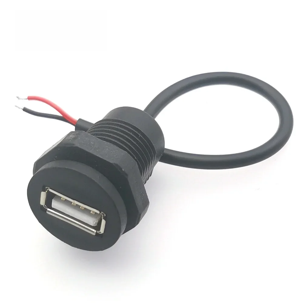 1pc bequeme Montage Gewinde USB 2,0 Buchse 2-poliger 4-poliger Ladeans chluss mit Kabel USB-Lade