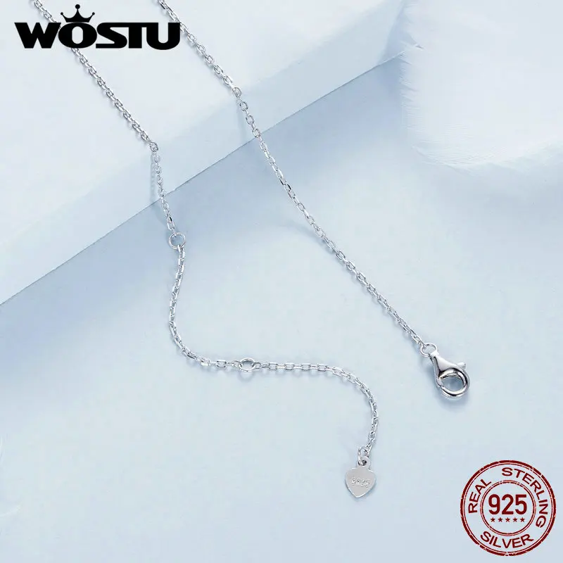 WOSTU 925 Sterling Silver Anchor Necklace Ocean Series Zircon Pendant Adjustable Chain for Women Gift Fine Jewelry