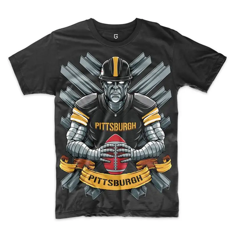 

Pittsburgh Football Men's T-Shirt Vintage Graphic Tees Summer Breathable Soft O-Neck Short Sleeve Casual Loose Cotton Clothing
