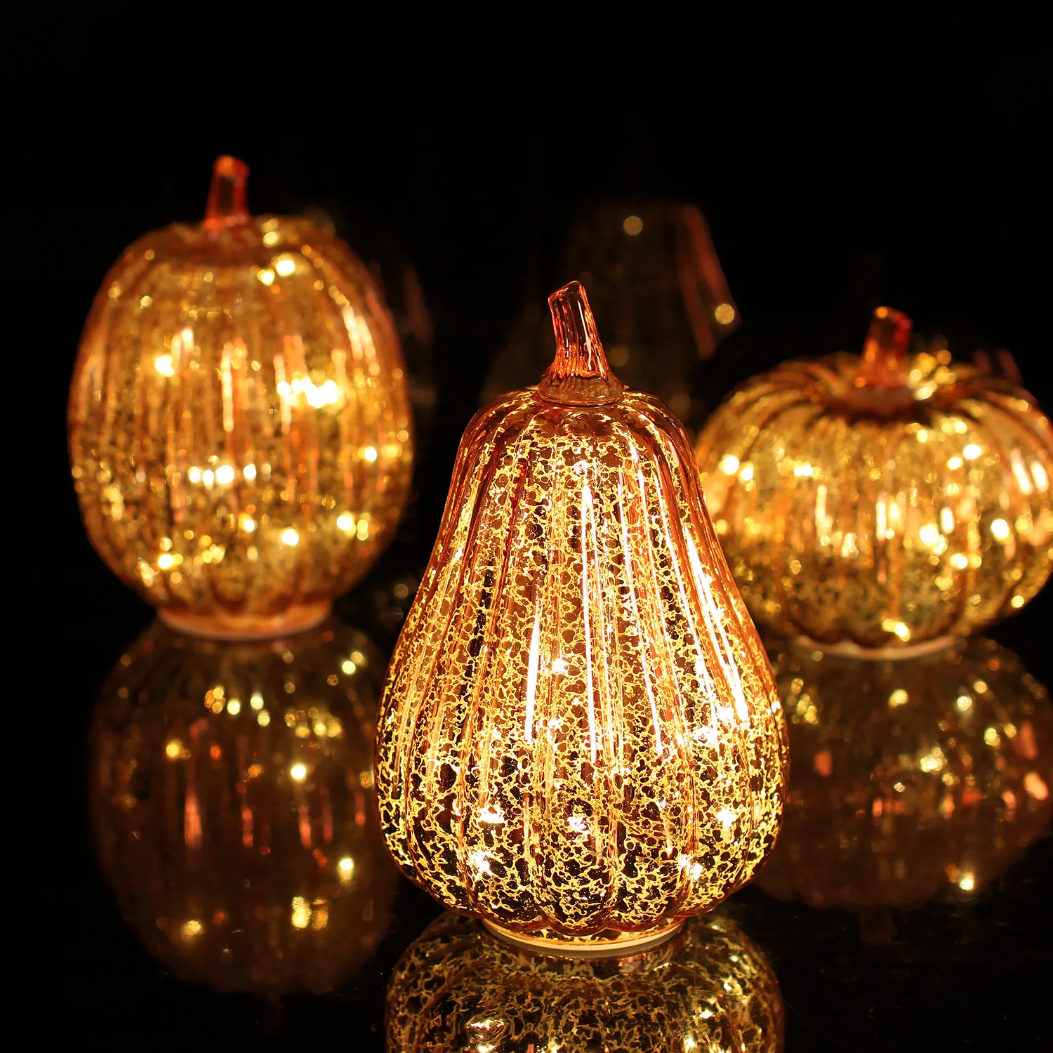 Light Up Glass Pumpkin with Timer Halloween Decorations