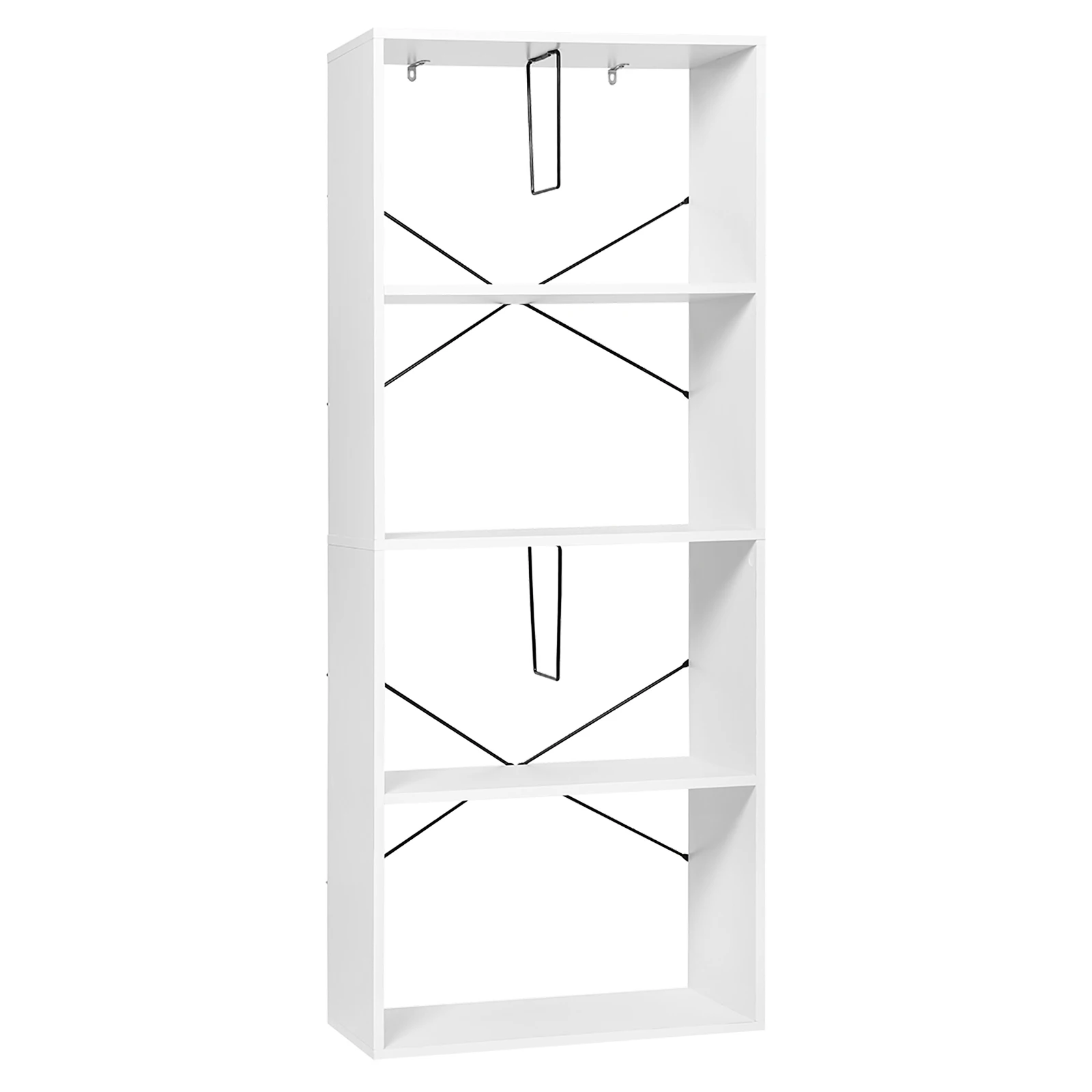 Protection DVD Display Cabinet White Bookcase with 4 Levels Standing Shelf with Tilt for Living Room Office Bedroom