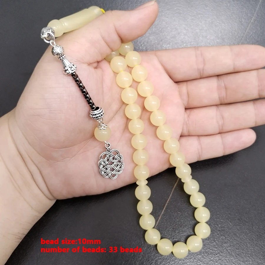 Tasbih Solar ultraviolet change color yellow resin Muslim man bracelet 33 Rosary prayer beads arabic accessories islamic Misbaha