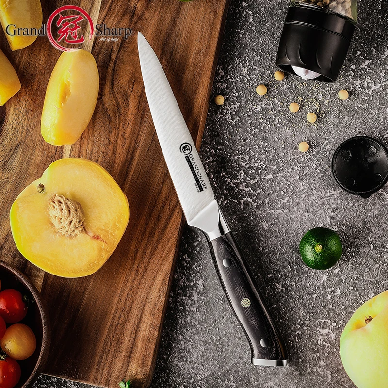 Utility Knife 5 Inch Blade German Stainless Steel Universal Cutting Kitchen Tool Full Tang Ergonomic Handle