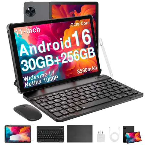 DOOGEE U11 Pro Android 16 Tablet 11 Inch HD IPS 90Hz Display, T7200 Octa-Core 30GB 256GB 8580mAh Battery 13MP+5MP, Widevine L1