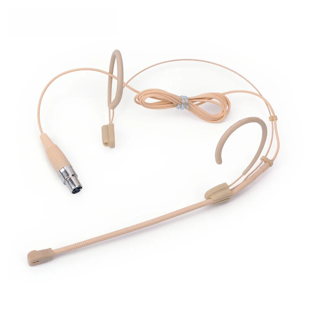 iiimymic Microphone à condensateur professionnel beige, casque à 3 broches, micro de sauna, adapté au système sans fil AKG TA3F 3 broches XLR 3