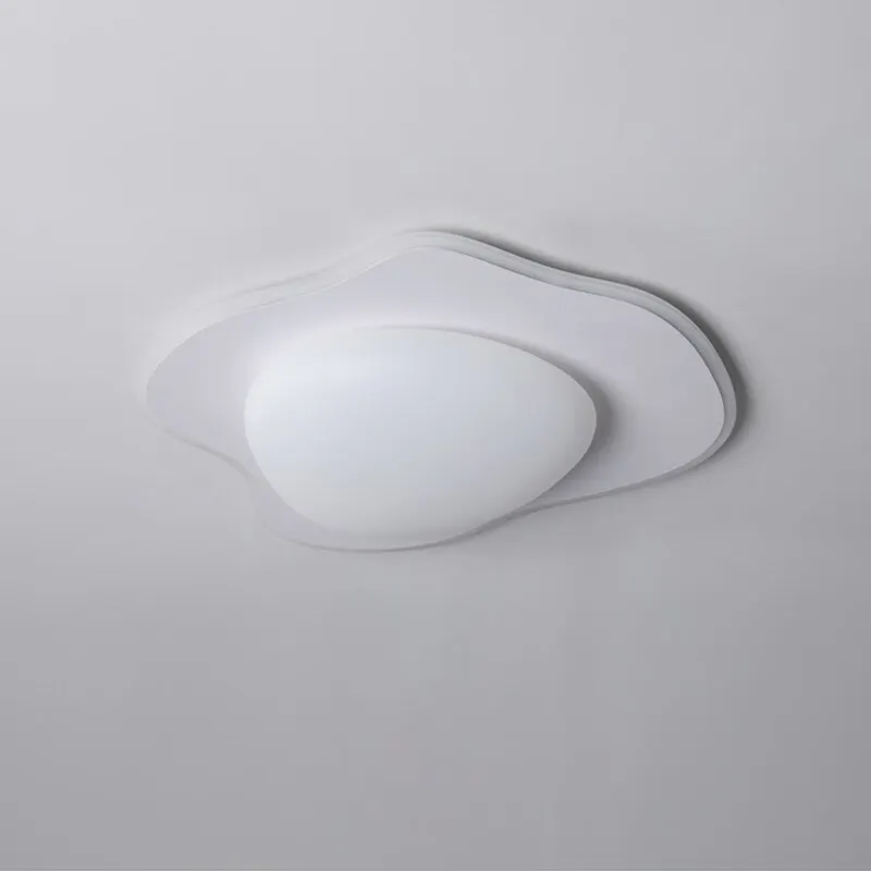 Plafonnier LED en Fer Blanc et Acrylique au Design Minimaliste Moderne, Luminaire de Plafond à Intensité Réglable, Idéal pour un Salon ou une Chambre à Coucher