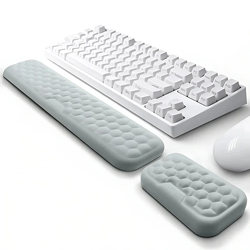 Ensemble de tapis de clavier en mousse à mémoire de forme, pour ordinateur de bureau, ordinateur portable, facile à frapper, soulagement de la douleur, repose-poignet, tapis de souris pour ordinateur