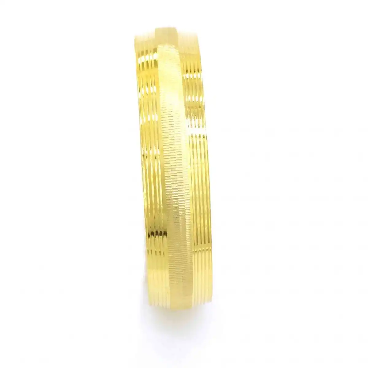 GoldFashion 22K 1.5 Cm Gold Plated Vertical Stripes Bracelets & Bangles Trendy Jewelry Accessories for Women Stainless Steel Gif