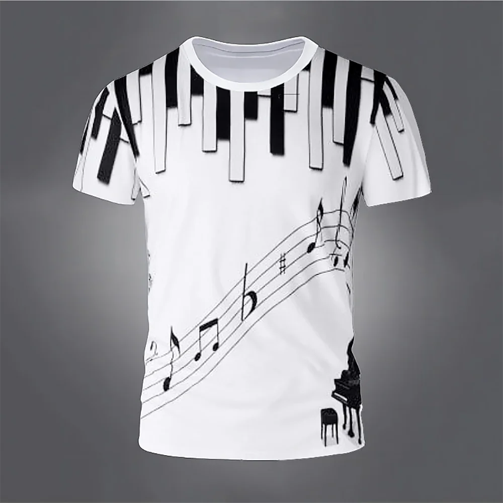 Summer T-Shirts Piano Musical Note 3D Print Streetwear Boys Grils Fashion Oversized Short Sleeve T Shirt Kids Tees Tops Clothing