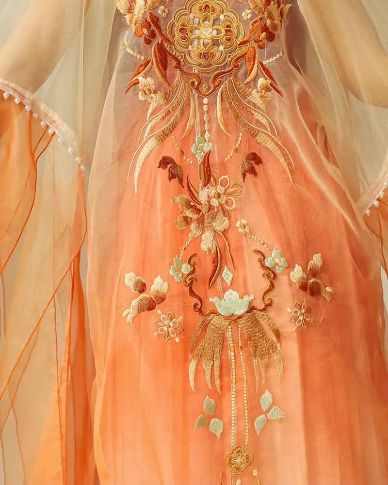 Chinese Hanfu Dress Women Traditional Embroidery Hanfu Female Carnival  Fairy Cosplay Costume Hanfu Gradient Orange Dress - AliExpress 200000532