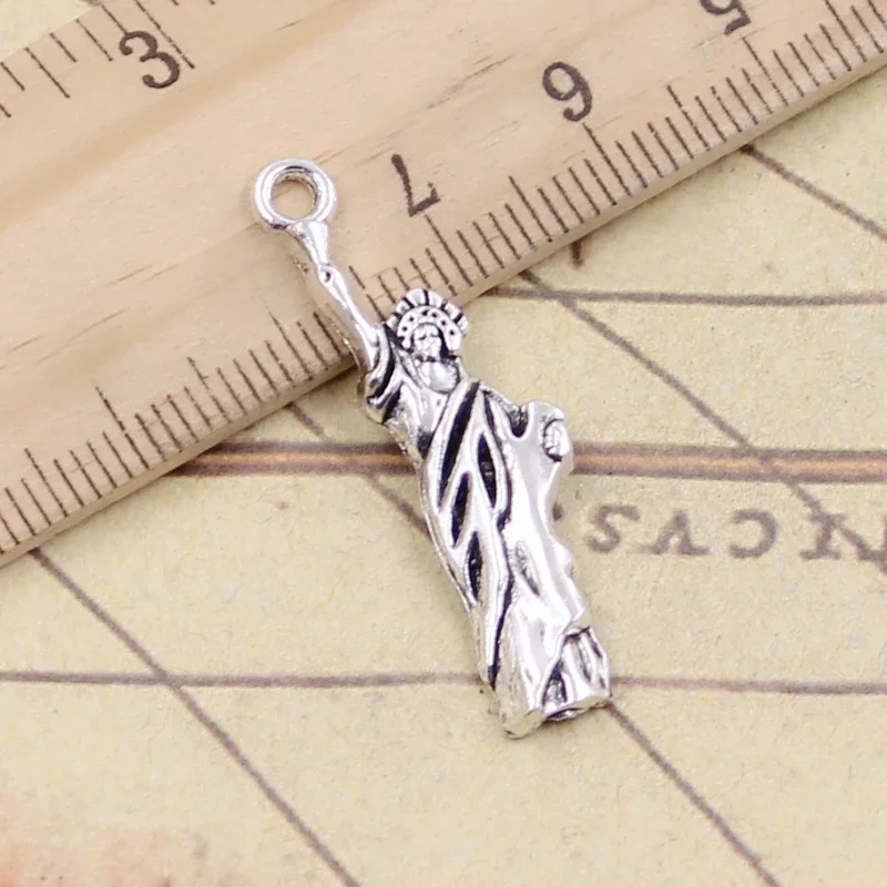 20 sztuk Charms Statua Wolności Nowy Jork 34x10mm Tybetański kolor srebrny Wisiorki Antyczne tworzenie biżuterii DIY Handmade Craft Wisiorek — zdjęcie 2