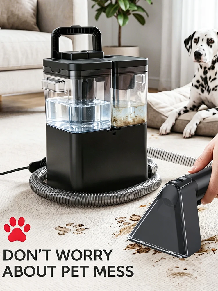 Fleckenreiniger 450W/500W 12KPa Handstaubsauger für Teppiche, Sofas und Vorhänge mit Sprüh- und Saugfunktion, integrierte Haushaltsreinigungsmaschine mit 3 Reinigungsköpfen