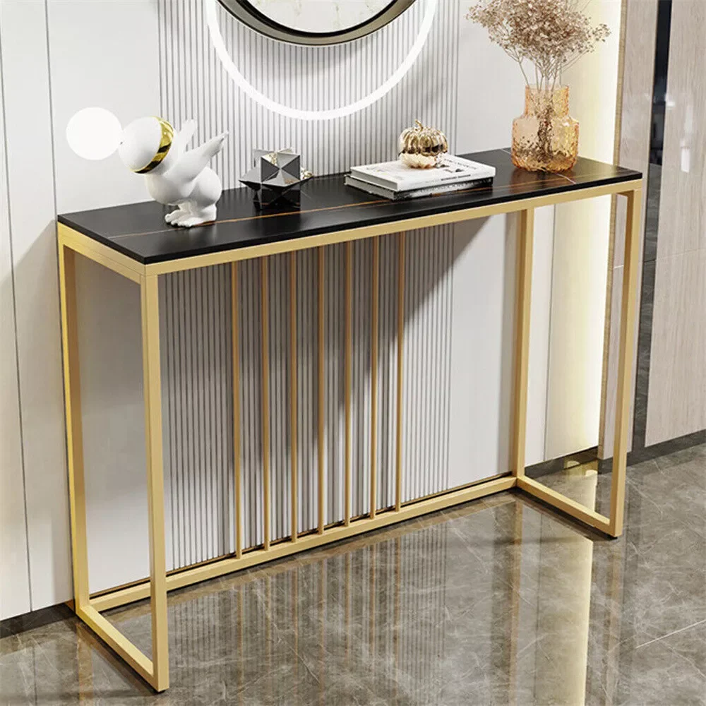 LUVODI Console Table for Entryway Minimalistic Living Room Furniture Sofa Side Table with Strong Metal Stand