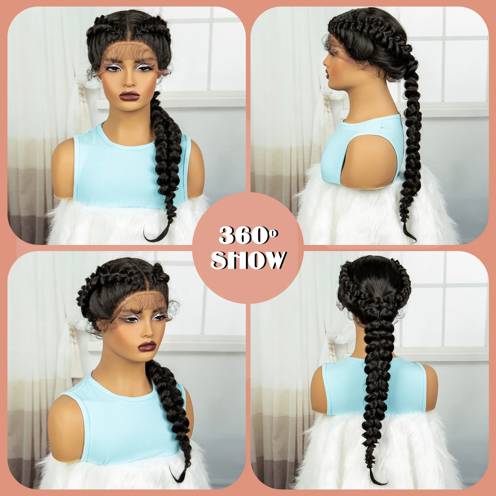 Handmade Twist Braided Wigs Synthetic Lace Front Knotelss Braided Lace Wigs for Black Women Natural Braidis Wigs with Baby Hair