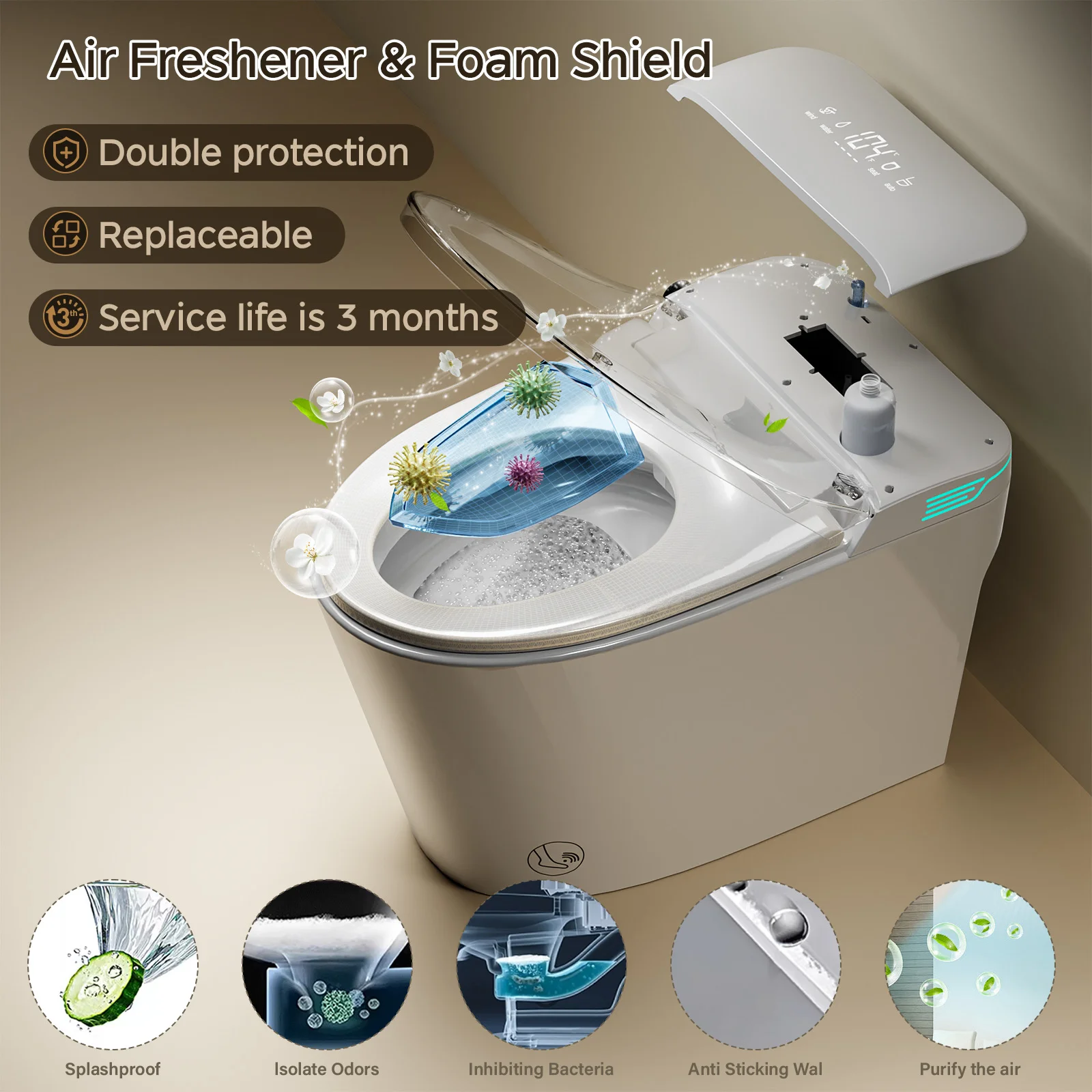 Smart Toilet with Bidet Built In, AUTO Deodorization, ADA Height 17.7