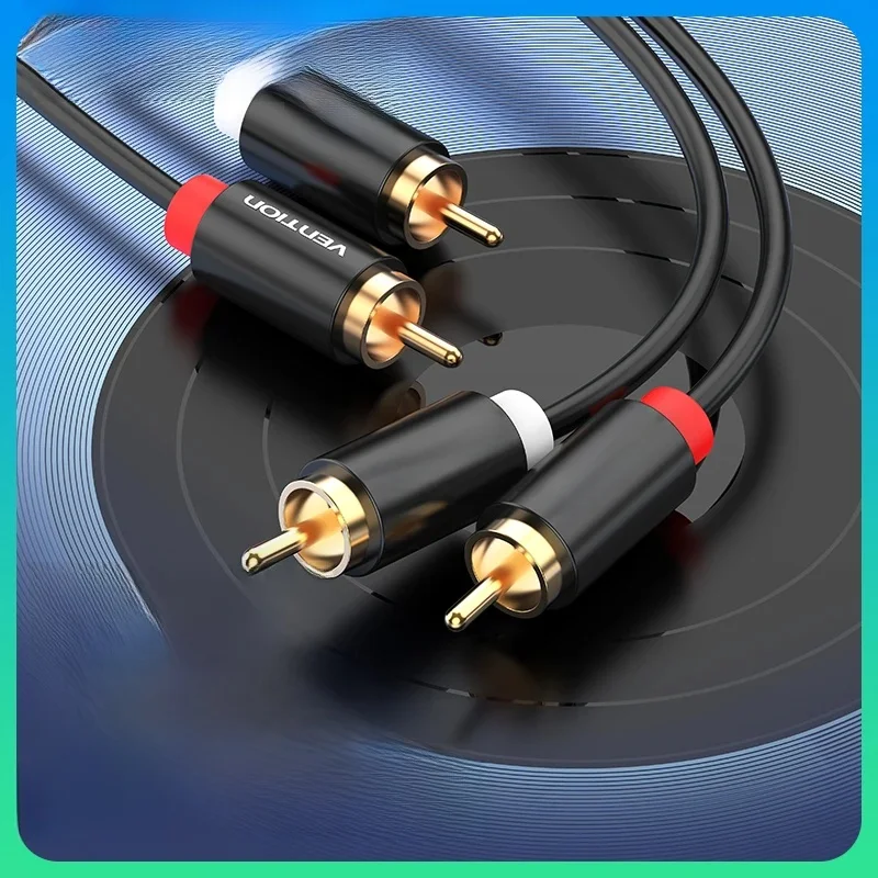 Vention-Câble audio 2 RCA vers 2 RCA, mâle vers mâle, câble mx pour home cinéma, DVD, Soundbox, haut-parleur, 1m, 2m, 3m, 5m, RCA, plaqué or