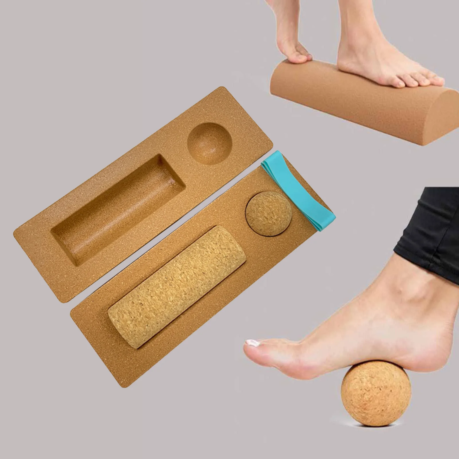 Tabla de equilibrio de corcho, fortalecedor de pies, bandas de resistencia para ejercicio de fuerza central, equipo de equilibrio de gimnasio Pilato de fuerza central para el hogar