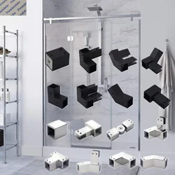 1Pc SUS304 Shower Enclosure Square 25*25mm Top Rail Fittings Glass Hanging Clamps