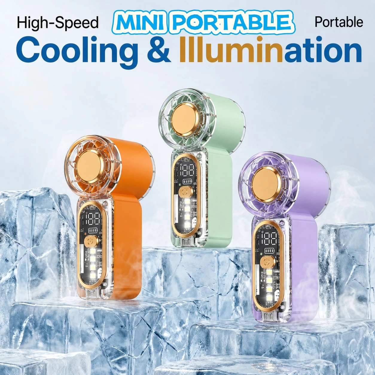 High Velocity Portable USB Charging Hand Fan Mini Powerful Pocket Fan With Strong Airflow For Summer Camping Sports Beach Travel