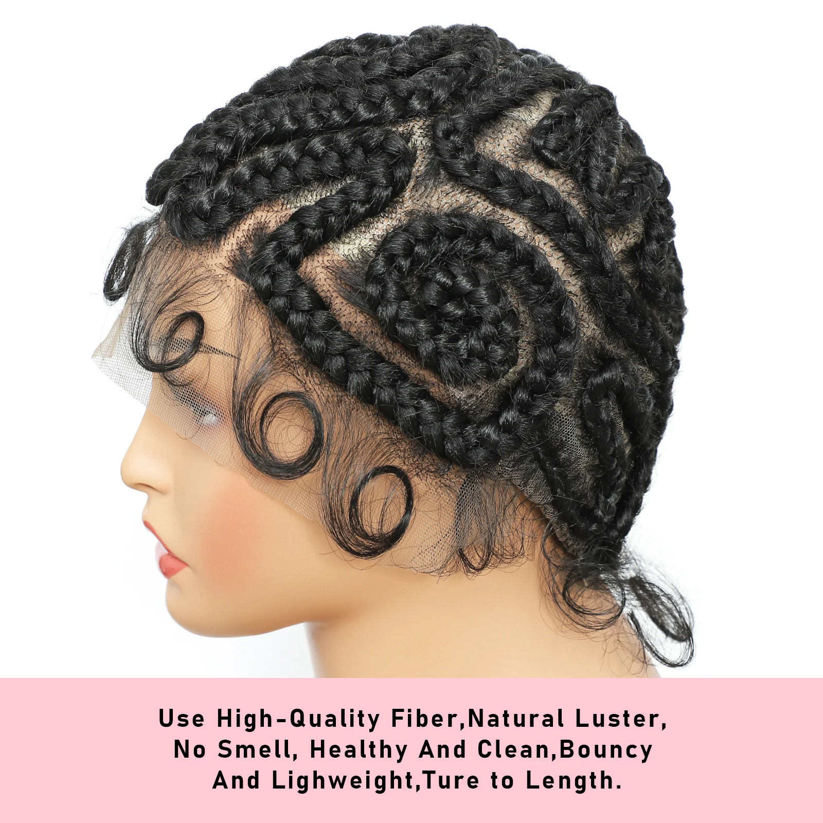 8 inches Synthetic Full Lace Handmade Twist Knotless Box Braids Wigs with Baby Hair Short Lovely Braided Wigs for Black Women