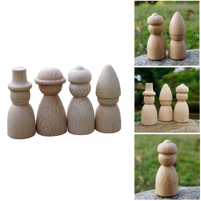 20st Houten Peg Pop Beuken Onvoltooide Houten Vormen Morden Craft Houten Losse Onderdelen DIY Accessoires voor Huisdecoratie - afbeelding 2