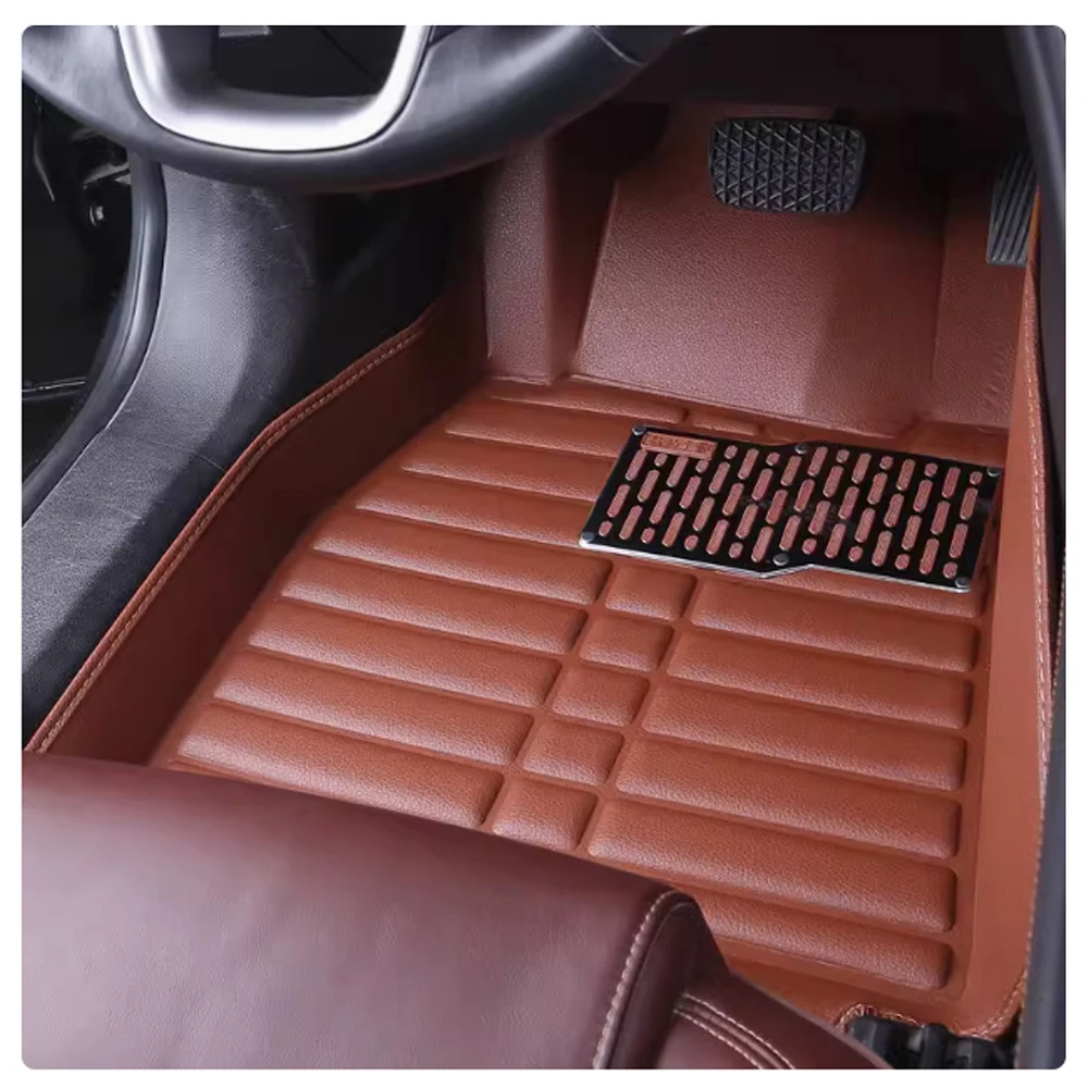 Car Leather Floor Mat for Volkswagen VW Tiguan L 5N R-Line LWB 2017~2024 2018 Foot Liner Waterproof Pad Carpet Custom Accessorie